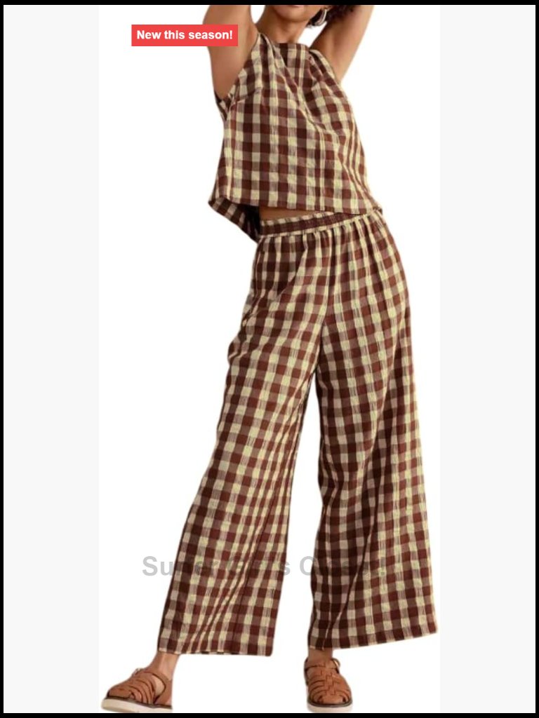 Women's 2 Piece Sleeveless Tank Top Wide Leg Pants Lounge Set